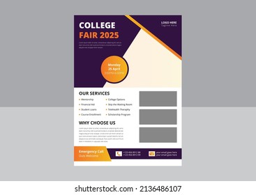 College Fair Flyer Template Design. School College University Science Fair Poster Leaflet Design. Kids Science Fair Flyer Design. Cover, Flyer Design