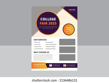 College Fair Flyer Template Design. School College University Science Fair Poster Leaflet Design. Kids Science Fair Flyer Design. Cover, Flyer Design