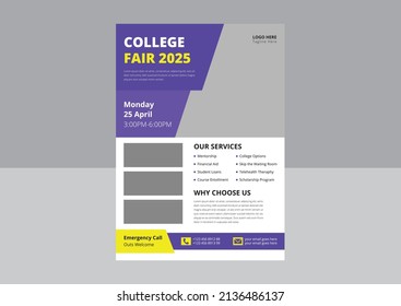 College Fair Flyer Template Design. School College University Science Fair Poster Leaflet Design. Kids Science Fair Flyer Design. Cover, Flyer Design