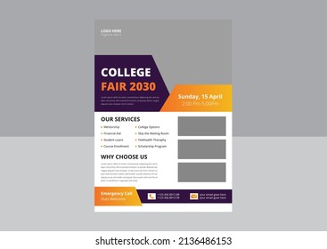 College Fair Flyer Template Design. School College University Science Fair Poster Leaflet Design. Kids Science Fair Flyer Design. Cover, Flyer Design