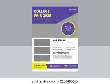 College Fair Flyer Template Design. School College University Science Fair Poster Leaflet Design. Kids Science Fair Flyer Design. Cover, Flyer Design