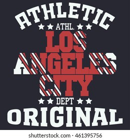 College fashion design print for t-shirt Los Angeles. California Sport Typography, vintage Vector