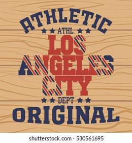 College fashion design print for t-shirt Los Angeles. California Sport Typography, vintage Vector