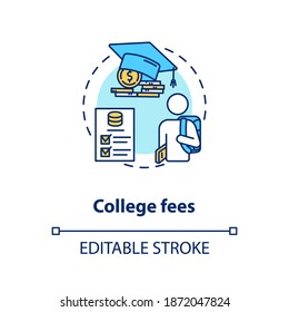 College Fees Concept Icon. Smart Education Tips. Money Saving. Financial Literacy Application Idea Thin Line Illustration. Vector Isolated Outline RGB Color Drawing. Editable Stroke