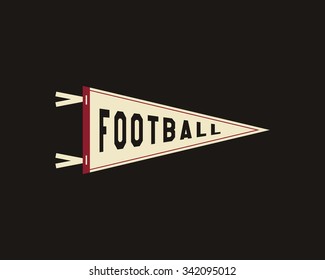 College Football Pennant Banner Icon. Sport flag, training camp emblem. University team label element. Vector sign.