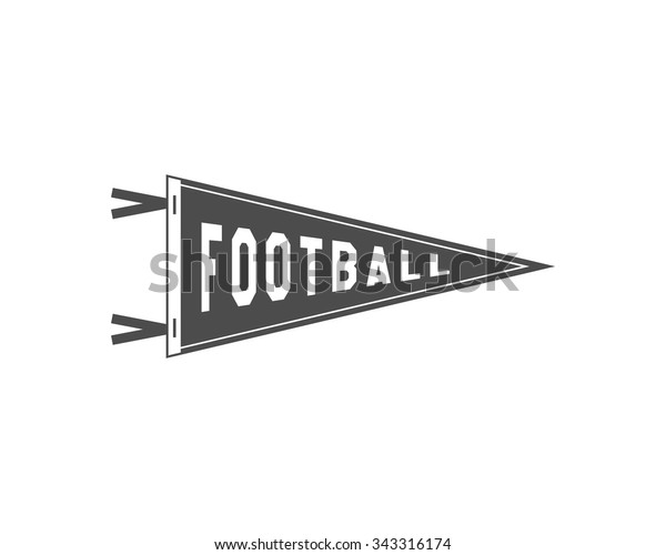 College Football Pennant Banner Icon. Sport flag,\
training camp emblem. University team label element. Monochrome\
design template. Vector\
sign