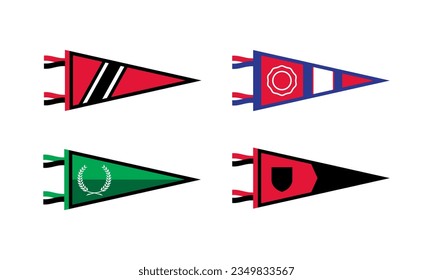 Juego de Banderas de Pennant de Fútbol Universitario. Iconos de vectores de fútbol. Bandera deportiva de la Universidad de los Estados Unidos, aislada