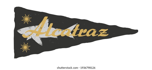 College Football Retro Pennant Banner Icon. Sports Flag, Training Camp Emblem. Alcatraz Flag From The Movie The Addams Family.