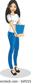 A college girl character designed in vector.