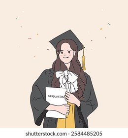 a college girl in a graduation cap