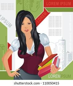 College girl web design template, vector.