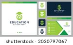 College, Graduate, Campus, Education logo design. and the leaf logo. Business card