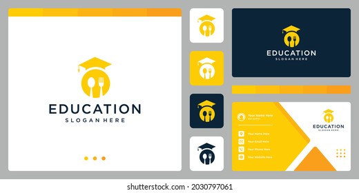 College, Graduate, Campus, Education logo design. and the spoon, fork logo. Business card