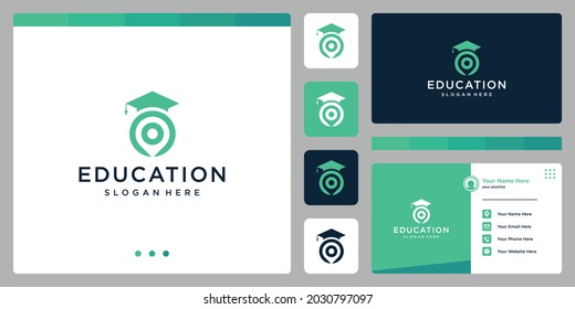 College, Graduate, Campus, Education logo design. and locations logo. Business card