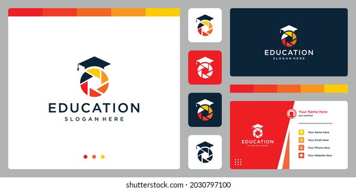 College, Graduate, Campus, Education logo design. and photography logo. Business card