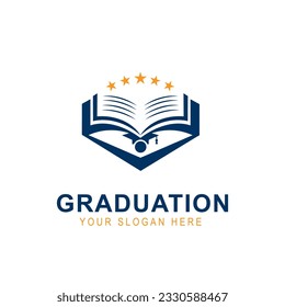 College, Graduate, Campus, Education logo design with books vector illustration