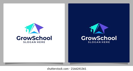 College, Graduate cap, Campus, Education logo design and Arrow Up logo vector illustration graphic design.