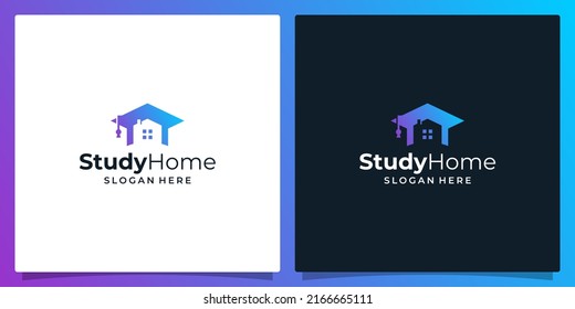 College, Graduate cap, Campus, Education logo design and house building logo vector illustration graphic design.