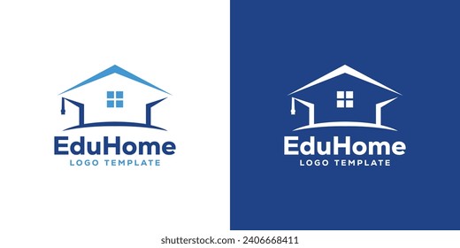 College, Graduate Cap, Campus, Education Logo Designs. Home Architecture Study with Minimalist Style Logo Designs Vector Illustration.