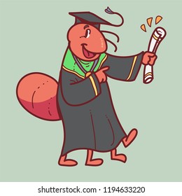 college graduate cartoon ant