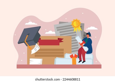 College Graduate Flat Design Illustration
