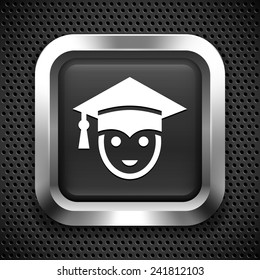 College Graduate on Black Square Button
