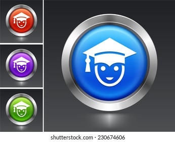 College Graduate on Blue Round Button