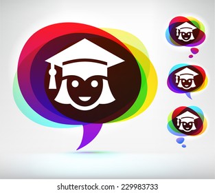 College Graduate on Multi Color Speech Bubble