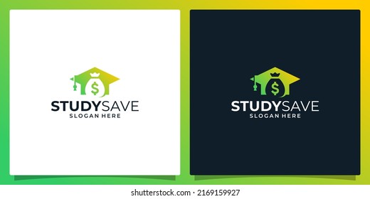 College, Graduation cap, Campus, Education logo design and save money illustration vector design.