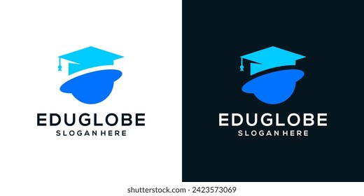 College, Graduation cap, Campus, Education logo design template with globe graphic design vector. Symbol, icon, creative.