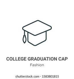 College graduation cap outline vector icon. Thin line black college graduation cap icon, flat vector simple element illustration from editable fashion concept isolated on white background
