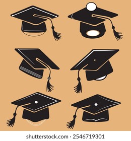 College Graduation cap vector icon set