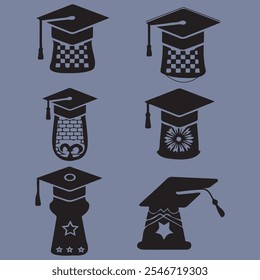 College Graduation cap vector icon set