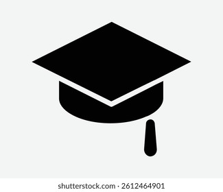 College Graduation Ceremony Hat Outline Flat Black Shape Icon Graduate Outfit Head Wear Academic University Degree Diploma Career Major Sign Symbol Vector