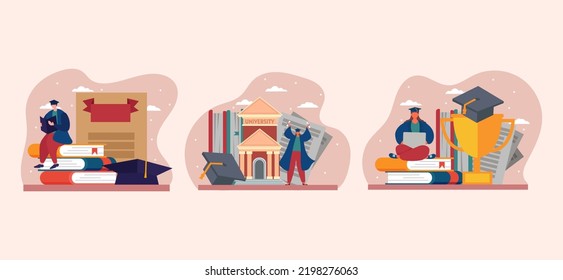 College Graduation Day Flat Bundle Design