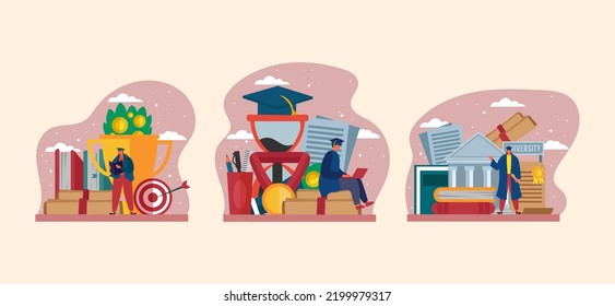 College Graduation Day Flat Bundle Design