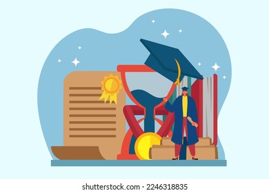 College Graduation Flat Design Illustration
