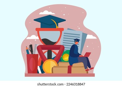 College Graduation Flat Design Illustration