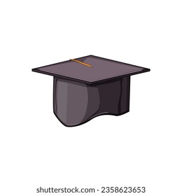 college graduation hat cartoon. school diploma, student degree, black academic college graduation hat sign. isolated symbol vector illustration