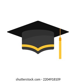 college graduation hat flat vector illustration logo icon clipart