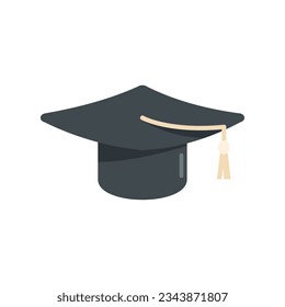 College graduation hat icon flat vector. School diploma. Student graduate isolated