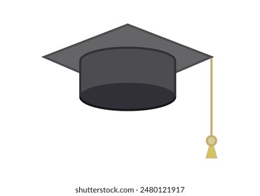 College graduation hat on white background