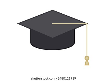 College graduation hat on white background