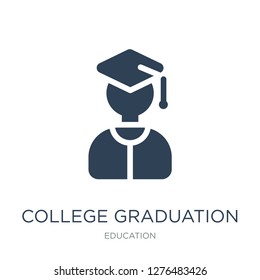 college graduation icon vector on white background, college graduation trendy filled icons from Education collection, college graduation vector illustration