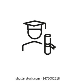 College graduation line icon. Person, certificate, diploma. Education concept. Can be used for topics like studying, master, academy