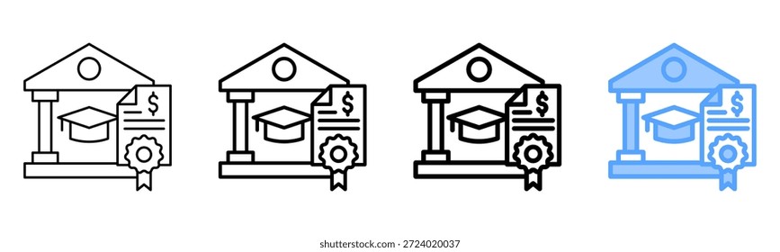 Conjunto de Colección de contorno de estilo diferente de icono de subvención universitaria