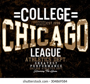 college graphic for t-shirt, chicago college football, vintage sports graphics, vector graphics