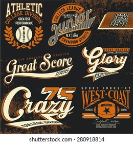 college graphics for t-shirt,vintage logo sets