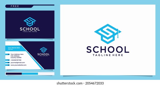 college hat logo combination collection, graduation cap. logo design and business card