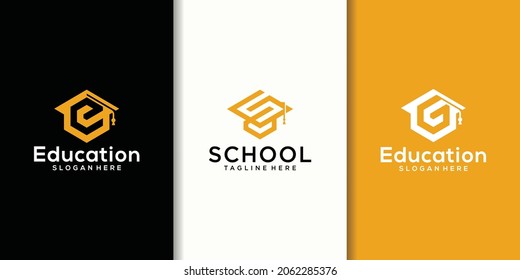 colección combinada de logotipo de sombrero universitario, tapa de graduación
